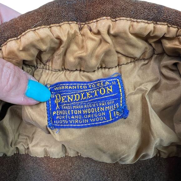 Pendleton 70s Plaid Wool Guide Board Button Up Shirt FLAW Brown Boys 16 - Picture 7 of 8